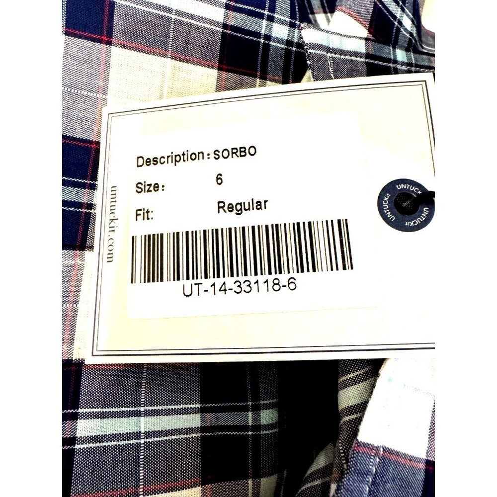 2/$30 NWT Untuckit Size 6 Women’s Sorbo Blue & White Plaid Long-Sleeved - Picture 10 of 15